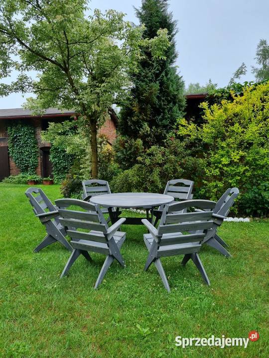Meble ogrodowe drewniane składane komplet mebli Kalety