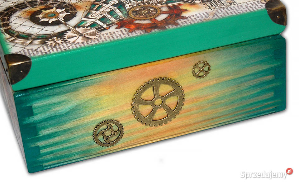 SZKATUŁKA drewniane pudełko SEA STEAMPUNK konik Bydgoszcz