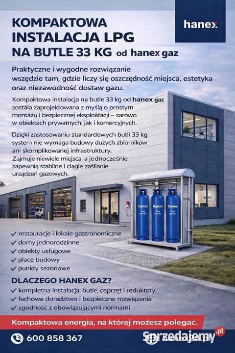 Instalacje kompaktowe na butle 33 i 11 Poznań wielkopolskie