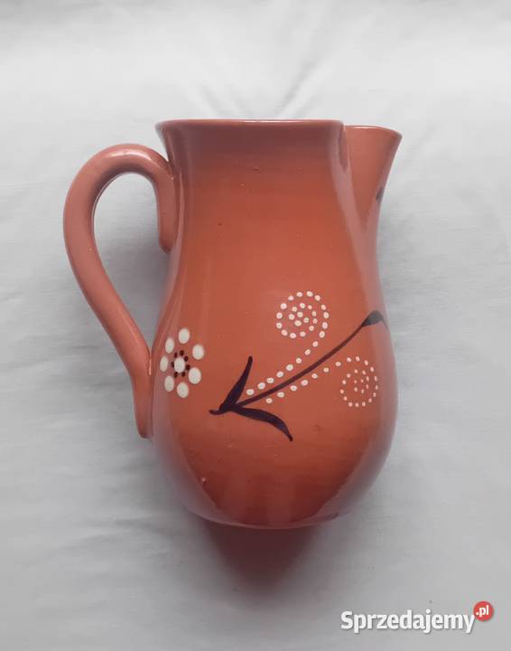 Ceramiczny ręcznie malowany dzbanek datowany