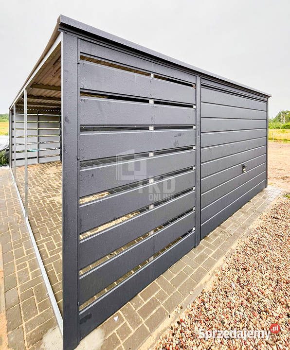 Garaż blaszany 3x6m wiata 12m brama uchylna