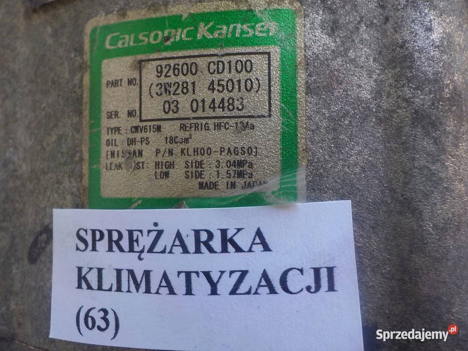 KOMPRESOR SPRĘŻARKA KLIMATYZACJI NISSAN 350Z Z33 klimatyzacja Nowy Tomyśl