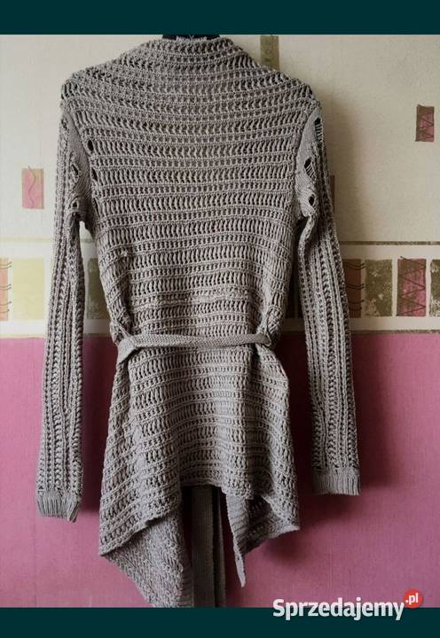 Reserved sweter narzutka wiązany z paskiem brązowy/beżowy Moda i Styl Leszno