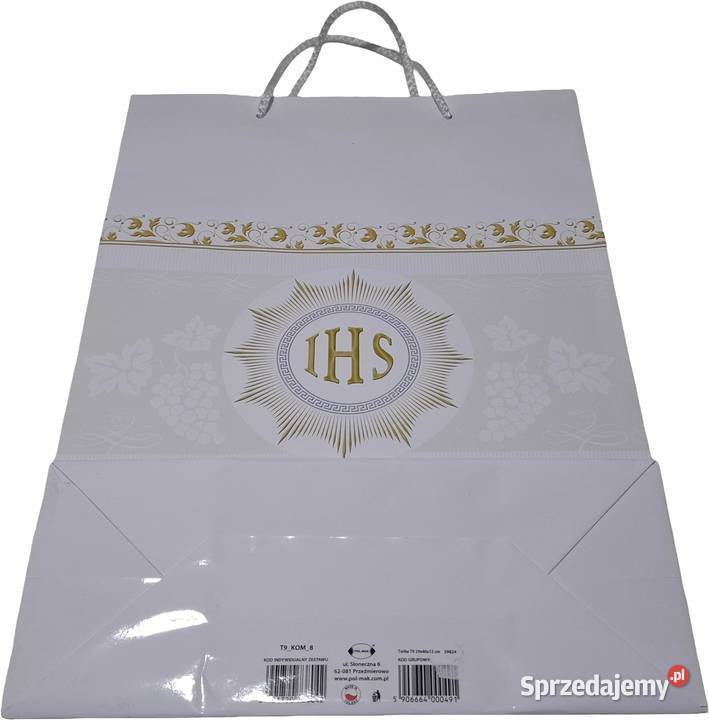 Torba papierowa Komunia Święta IHS 12x29x40 sprzedam