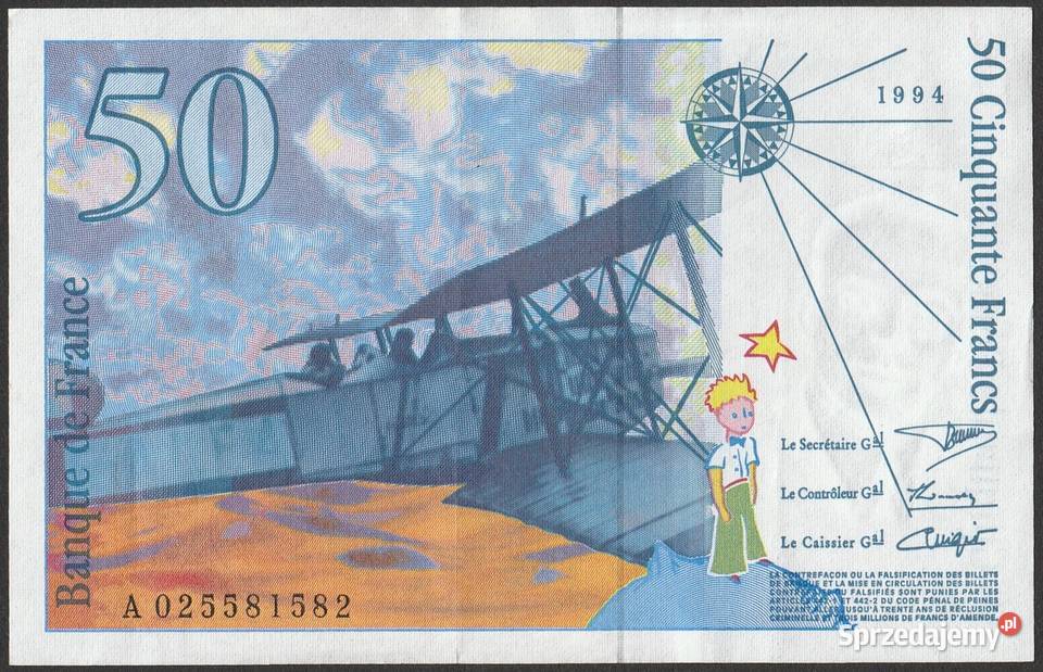 FRANCJA 50 FRANKÓW 1994 de SaintExupery STAN 2 Łódź