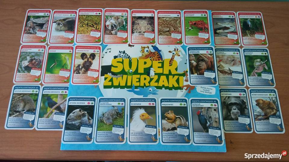 Nowe komplet Super Zwierzaki karty album Edukacyjne warmińsko-mazurskie Giżycko