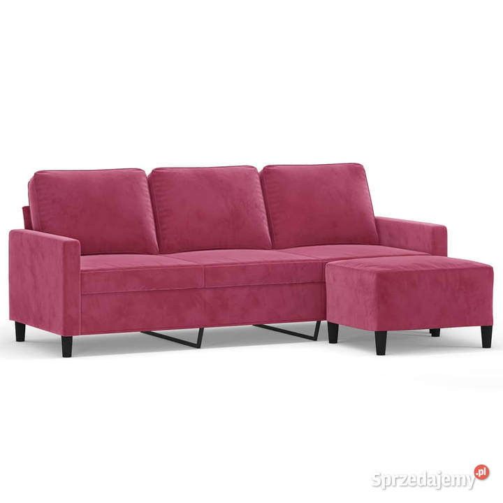 3osobowa sofa z podnóżkiem winna czerwień 180