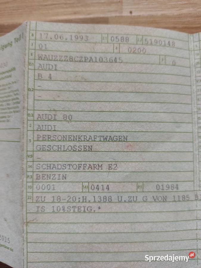 Audi 80 B4 20 benzyna dolnośląskie Raciborowice Dolne