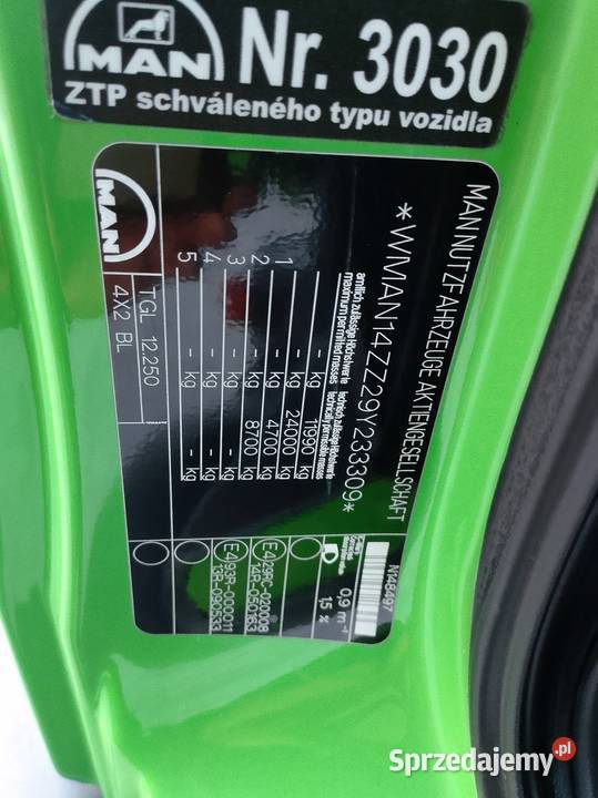Man tgl 12250 manual euro5 laweta świętokrzyskie Radlin