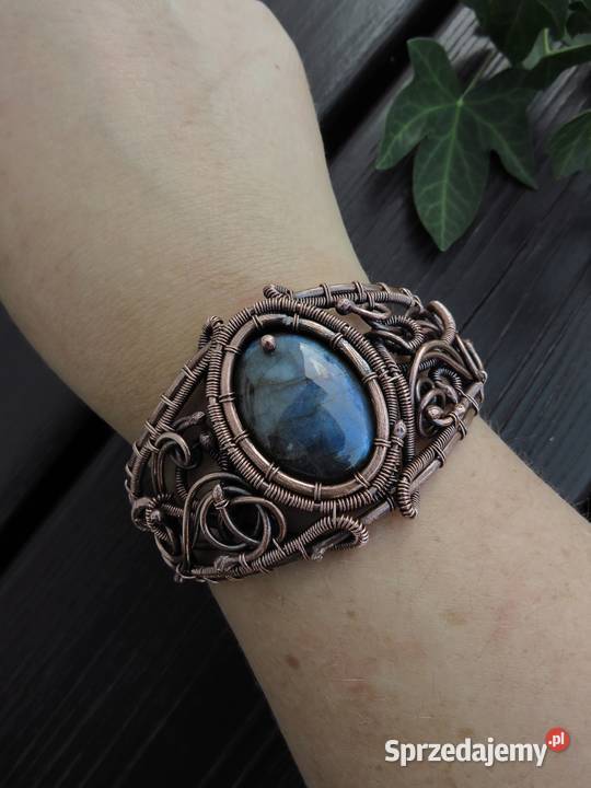 Unikatowa bransoleta rękodzieło labradoryt Wieliczka
