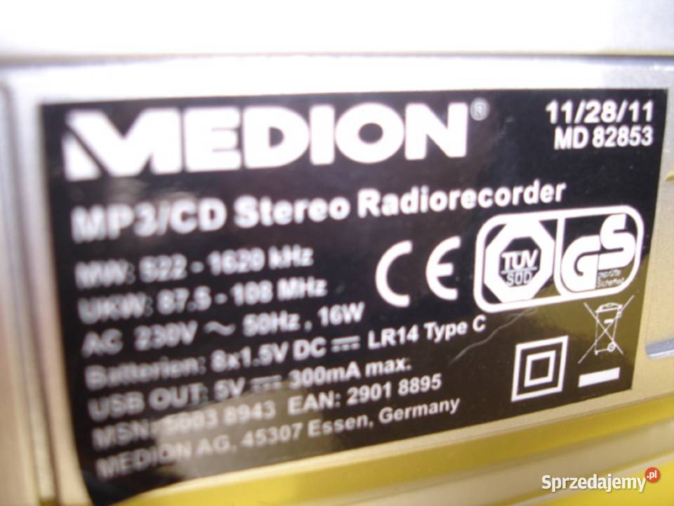 Radiomagnetofon z CD MEDION MD82853 Zielona Góra