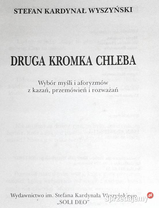 Druga kromka chleba Stefan Wyszyński Chełm sprzedam