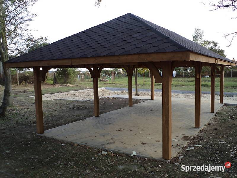 Wiata garażowa 2 drewniana 3x6m dach 4spadowy Parzymiechy