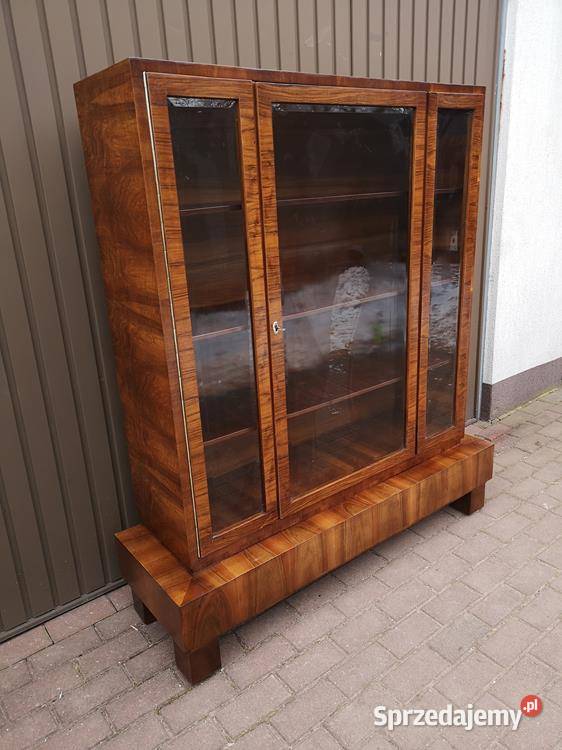 Witryna Biblioteka ARTDECO Orzech Zgrabna Stara Swarzędz