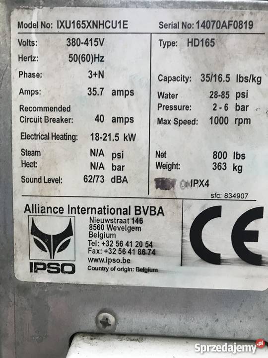 PRALKA PRALNIA PRALNICOWIRÓWKA WOLNOSTOJĄCA IPSO świętokrzyskie sprzedam