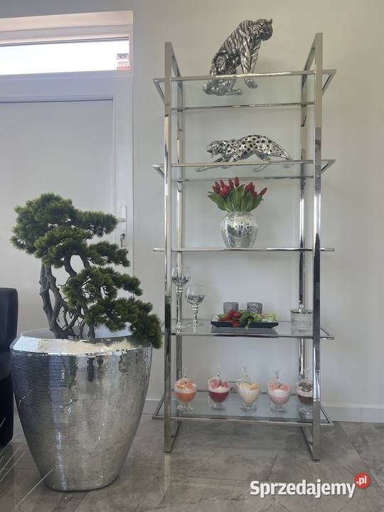 Nowoczesny stebrny regał ze stali chrom szklane Nowy Sącz