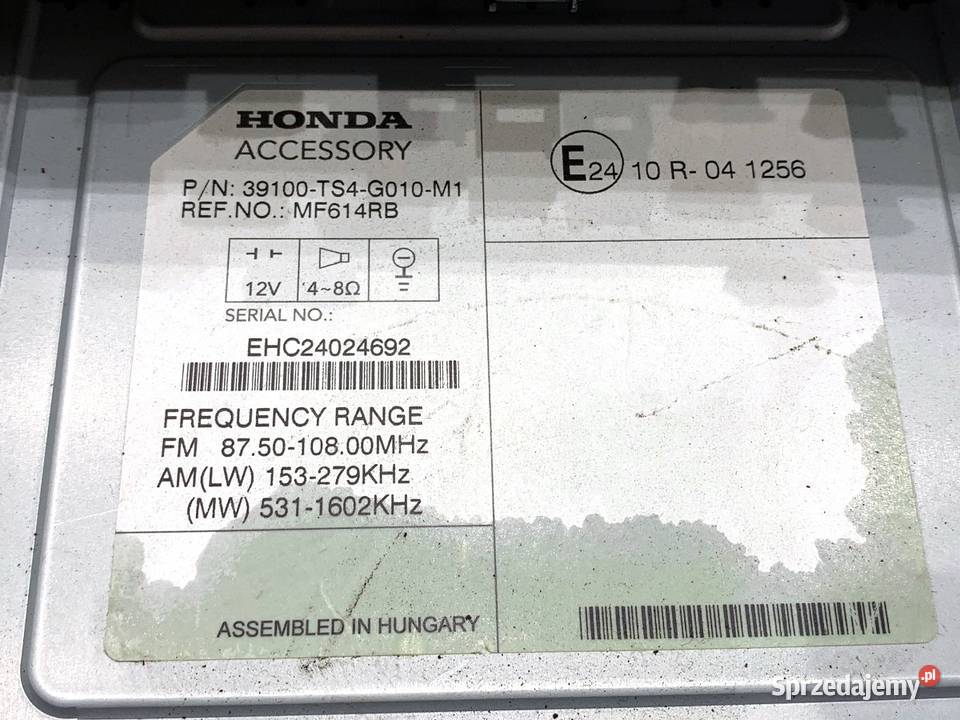 RADIO HONDA CIVIC IX 39100TS4G010M1 ODTWARZACZ