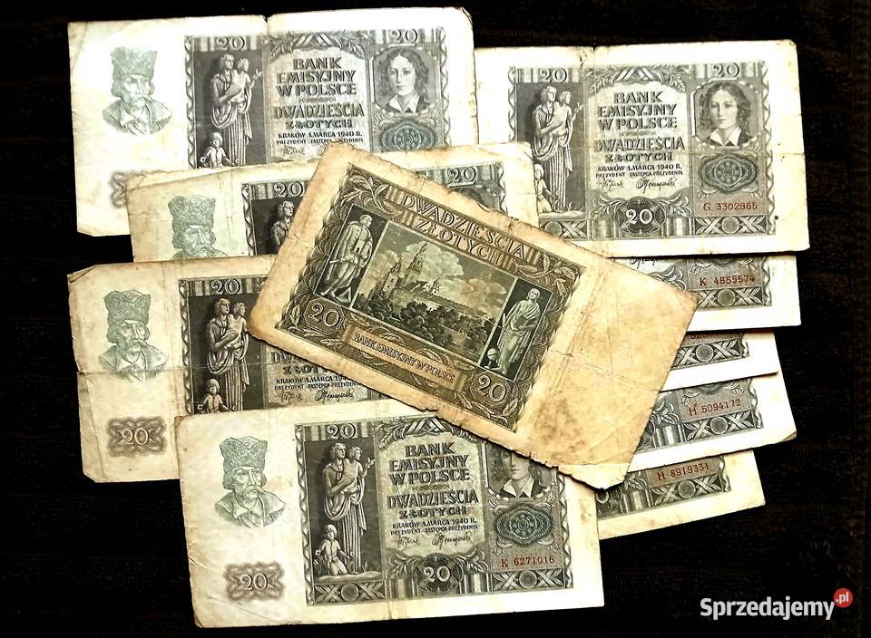 20 złotych 1940 banknoty 10 śląskie Ciasna sprzedam