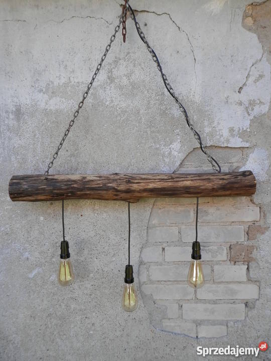 Żyrandol ręcznie wykonany ze starej belki Szczecinek