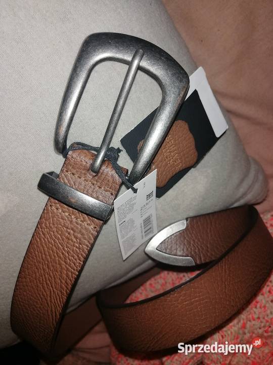 Nowy z metką SKÓRZANY pasek Z metalową klamrą I Leszno