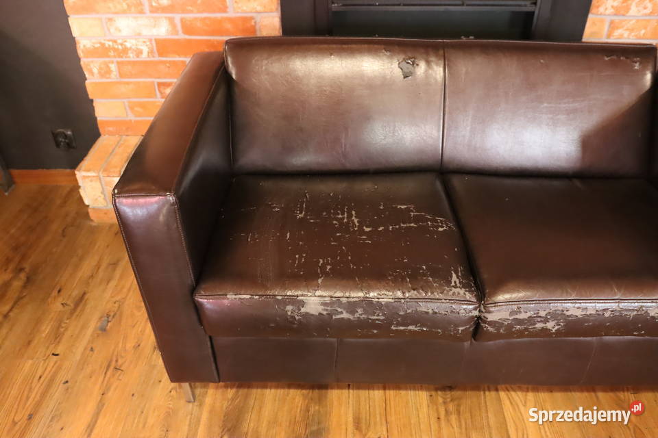 Sofa 2miejscowa brązowa skóra do renowacji Pszczyna