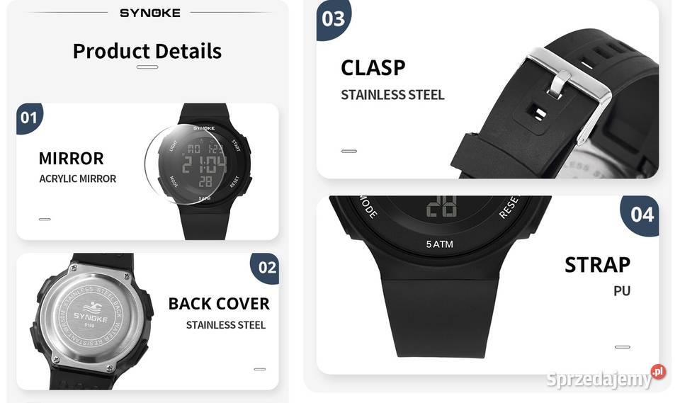 Sportowy zegarek elektroniczny cyfrowy damski