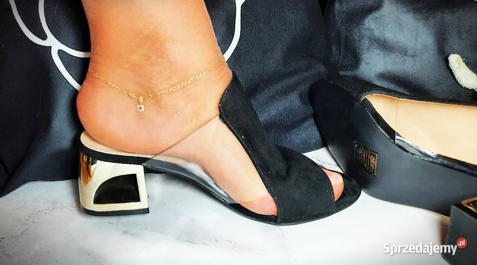 klapki damskie czarne styl włoski mazowieckie Warszawa sprzedam