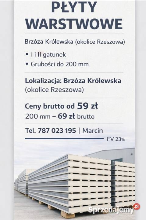 Płyty warstwowe NOWE podkarpackie Rzeszów