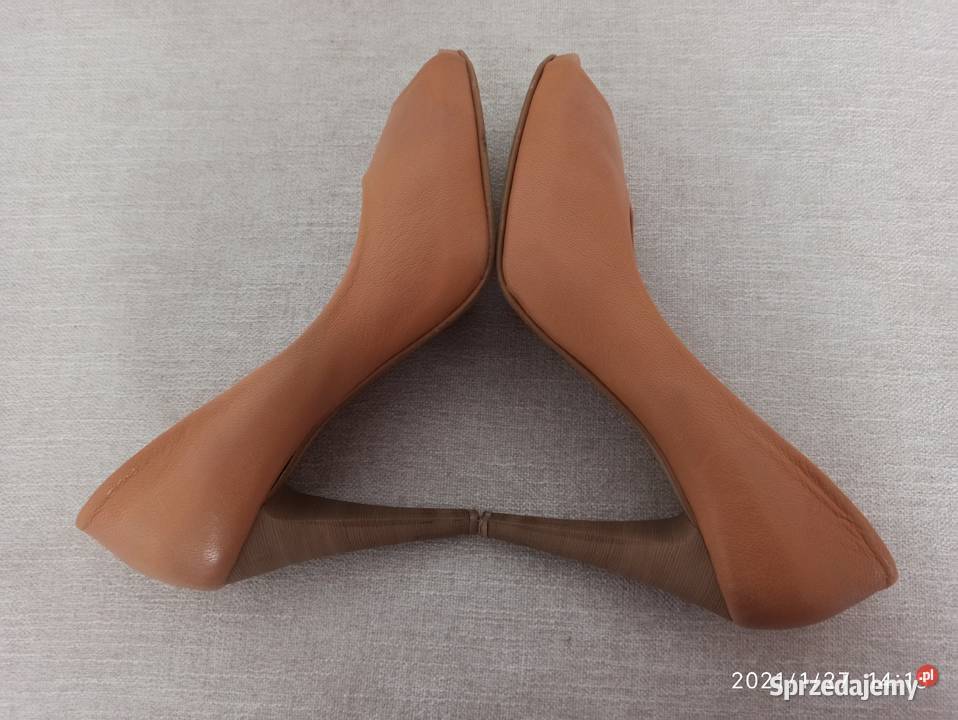 cieliste skórzane czółenka z odkrytym palcem 26cm Radzyń Podlaski