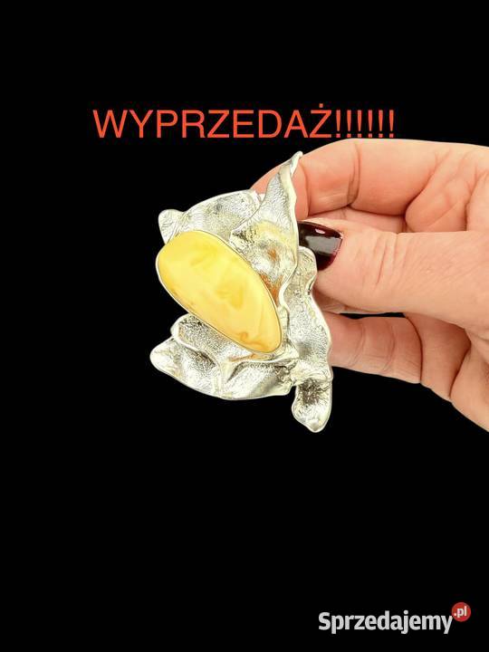 WYPRZEDAŻ Artystyczny wisior srebro 925 bursztyn Pomlewo