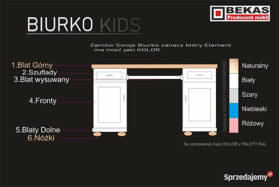 BLUE Biurko KIDS Chłopiec Dziewczynka Biało Mysłowice sprzedam