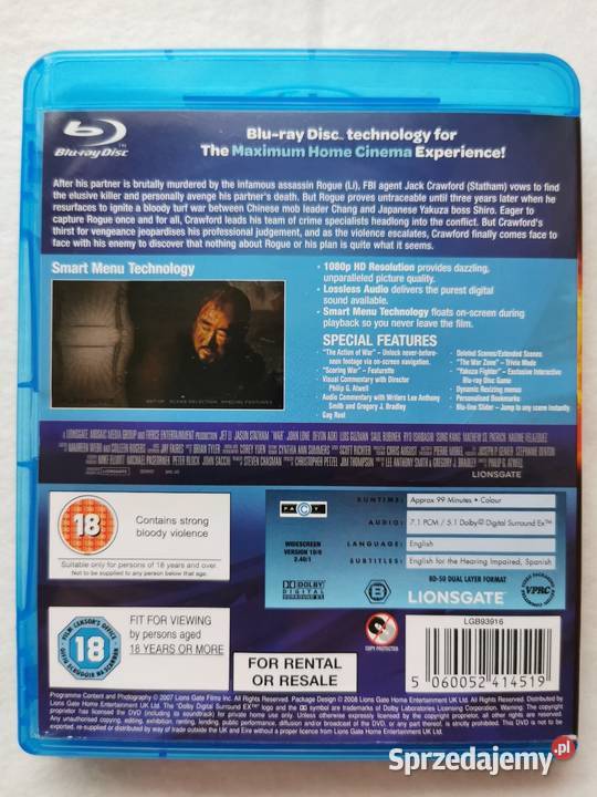 War Zabójca Bluray En 2007 Jason Statham Jet Li akcja Wytrzyszczki sprzedam
