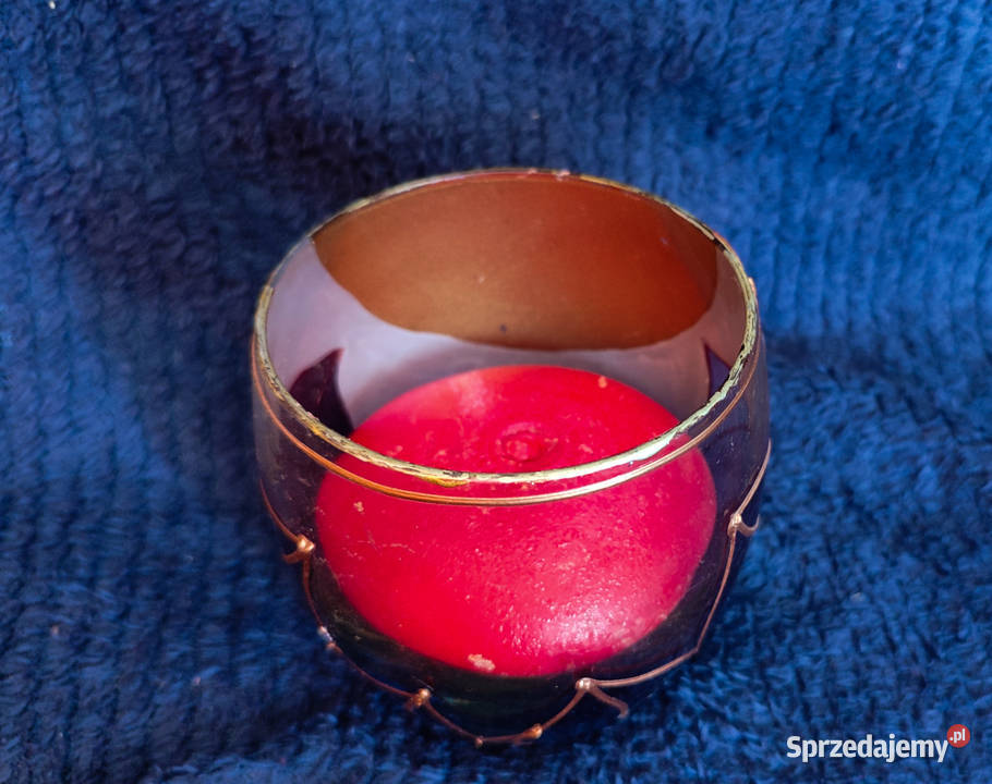 szklany świecznik tealight ręcznie malowany Gdańsk