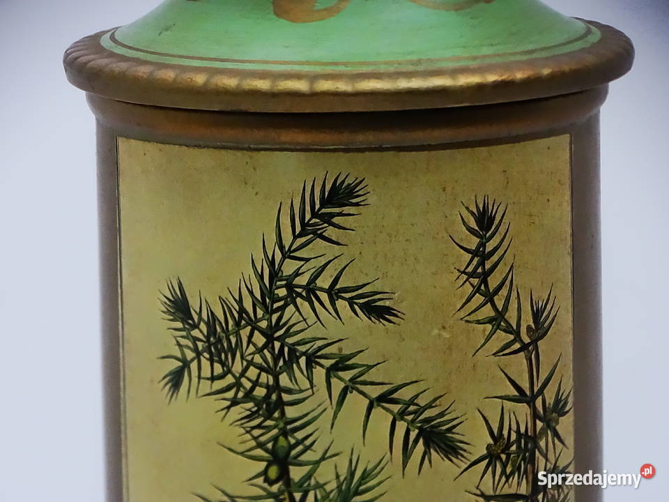 Zabytkowy pojemnik aptekarski z ilustracją Biłgoraj