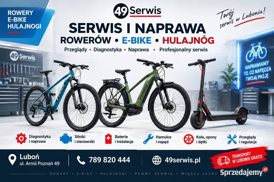 Serwis rowerów ebike i hulajnóg naprawa Luboń