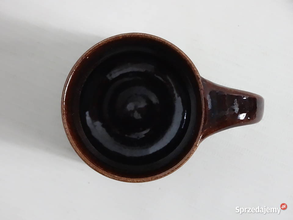 Lekki kubek vintage Brązowa ceramika artystyczna Biłgoraj sprzedam