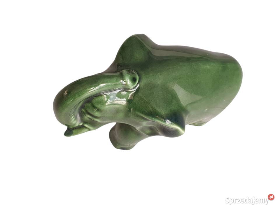 Stara figurka słonia słoń porcelana zielony Porcelana i szkło Cieszyn