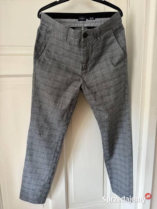 Spodnie męski 3232 Carry w kratkę szarobiałe Rozmiar M Częstochowa