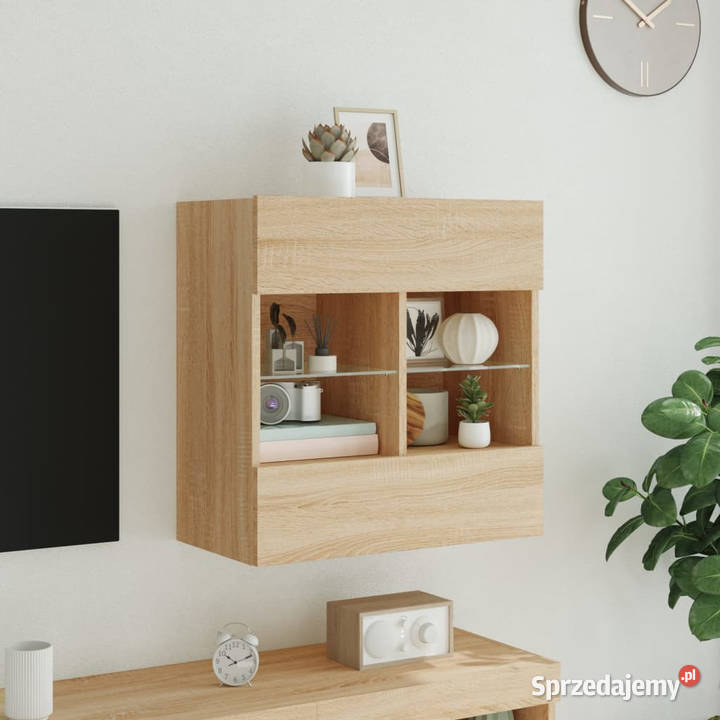 Ścienna szafka TV z LED dąb sonoma 585x30x605 mazowieckie Warszawa