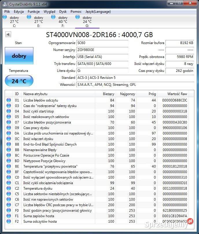 Dysk Seagate IronWolf 4TB NAS ST4000VN008 SATA Tomaszów Lubelski sprzedam