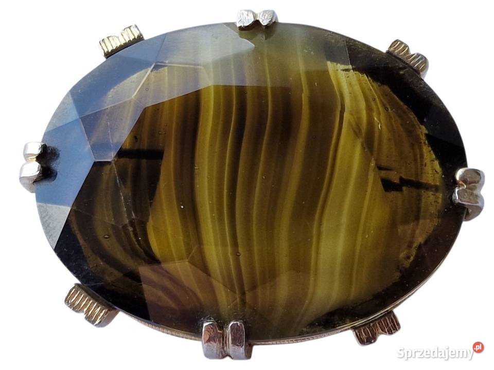 VINTAGE KOSTIUMOWA BROSZKA SPHINX ART DECO SZKŁO pozłacane Broszki śląskie Częstochowa