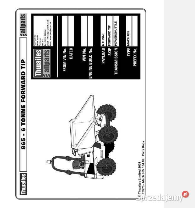 Thwaites 6 ton 866 856 katalog części zamiennych świętokrzyskie Kielce