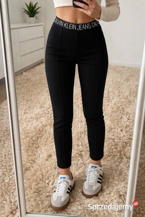 Spodnie damskie Calvin Klein Jeans czarne wysoki Kuków