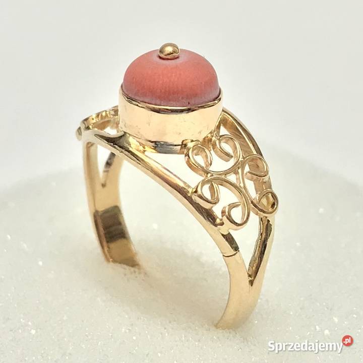 Złoty PIERŚCIONEK 14K ażurowy piękny KORAL r 15 Warszawa