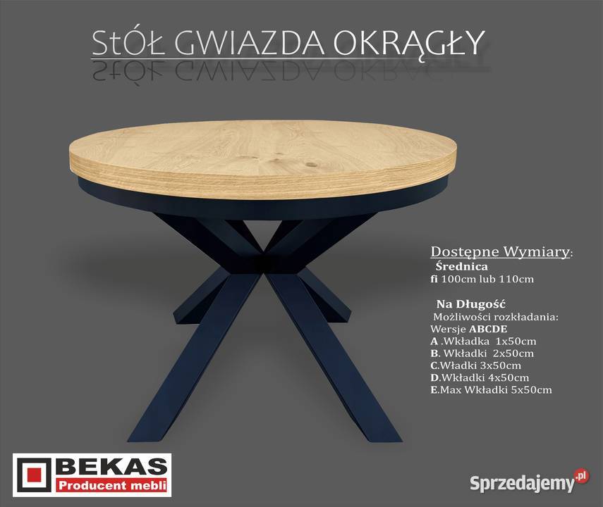 Zestaw STÓŁ Okrągły Gwiazda 4 Krzesła Warszawa