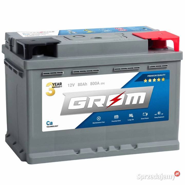 Akumulator GROM Premium 80Ah 800A Prawy Plus DOWÓZ 3CITY Gdańsk ...