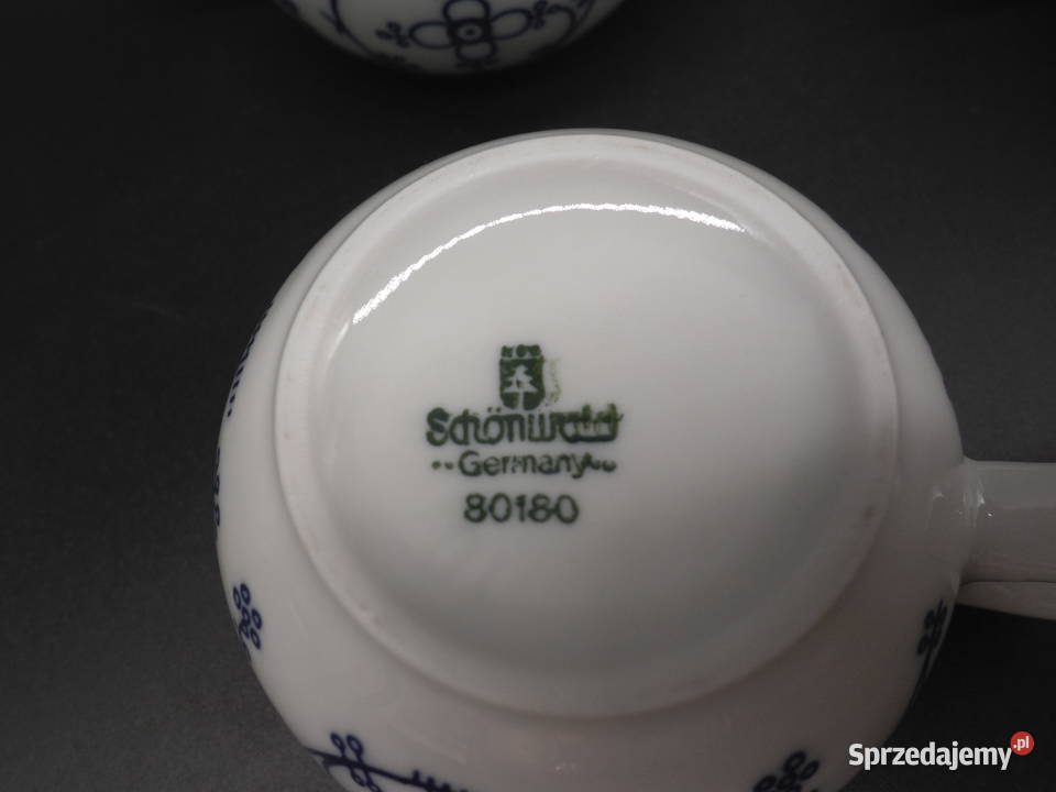 Porcelanowe filiżanki 4 do mokki Schnwald wzór Raszków