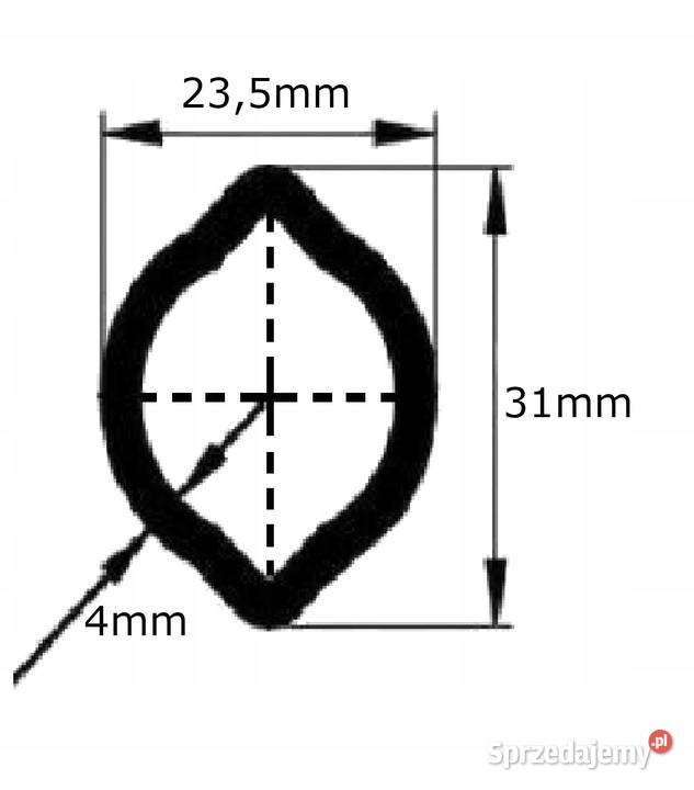 Rura wału WOM profilowana cytryna 235x31x4mm 1m Kamionna