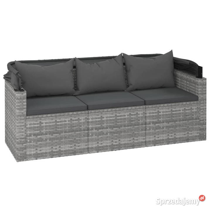3os sofa ogrodowa z daszkiem i podnóżkiem szara