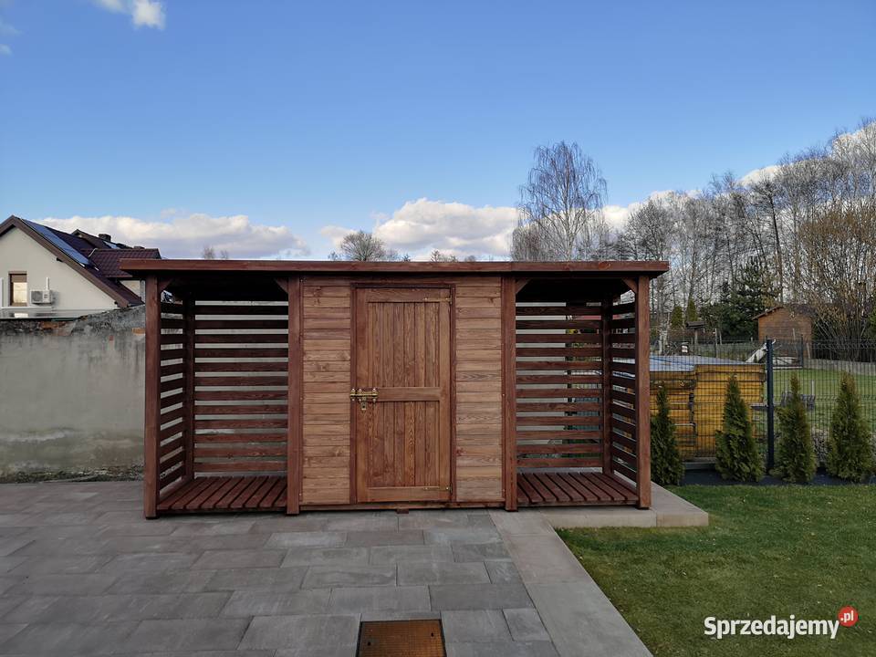 Domek narzędziowy z drewutnią wiata na drewno Kalety